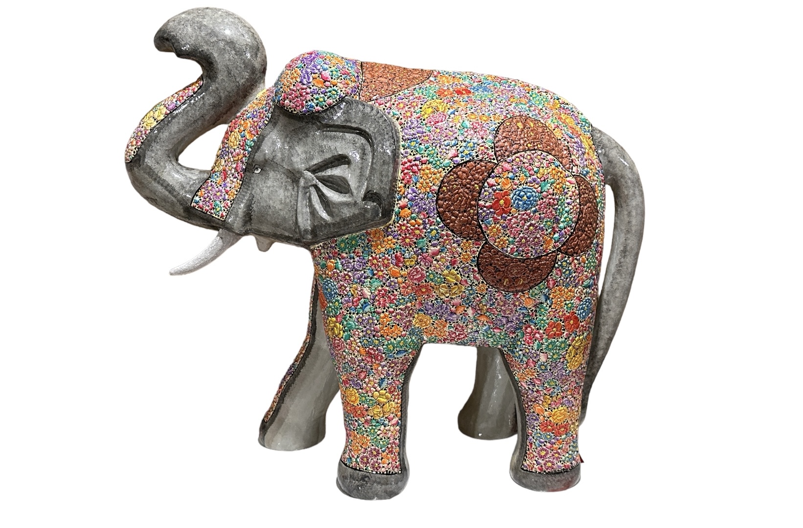 Vintage Handmade Elephant Statue, Hand painted elephant sculpture, Elephant statue. Paper Mache elephant sculpture ,hand painted elephant